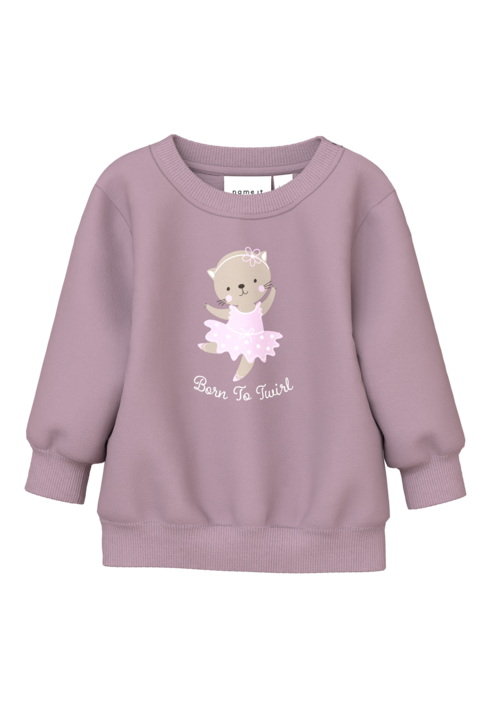 Gammel rosa - elderberry - Name it - sweat shirt med kat - 13226050