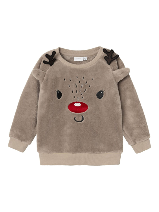 Brun - Weathered Teak - Name it - Teddy - sweatshirt - rensdyr - 13234746