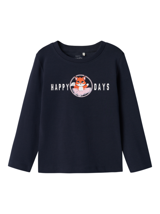 Blå - dark sapphire - Name It - happy days - t-shirt - 13224958