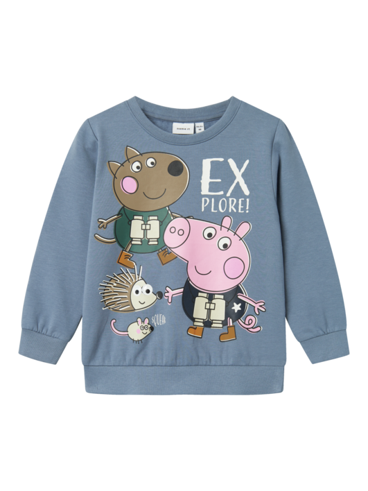 Blå - flint stone - Name it - Peppa Pig - sweat shirt - 13236247   95% Cotton, 5% Elastane