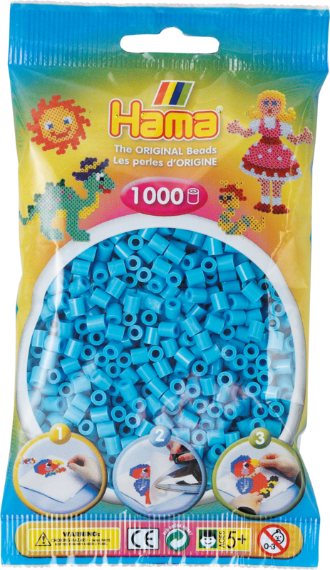 Hama perler 1000 stk. Azurblå - 207-49.