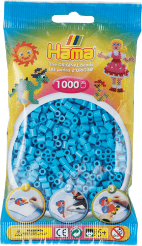 Hama perler 1000 stk. Azurblå - 207-49.