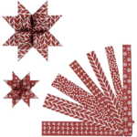 Stjernestrimler, L: 44+78 cm, diam. 6,5+11,5 cm, B: 15+25 mm, rød, hvid, 60 strimler/ 1 pk.