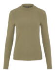 Grøn - deep licher green -  Pieces - langærmet rib t-shirt med højhals - 17115027  65% Polyester, 30% Viscose, 5% Elastane