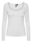 Hvid - bright white - PIECES - langærmet rib bluse - 17135564