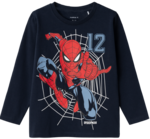 Navy - Dark Sapphire - Name it - lnagærmet bluse - Spiderman - 13231947