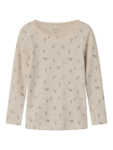 Offwhite - Peyote Melange - Name it - Bluse - langærmet - blomster - rib - 13239958