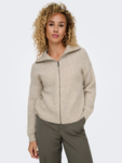 Sand - oatmeal - Jdy - Strik cardigan med lynlås - 15332444