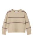 Beige - Peyote - Name it - Strik bluse- lilla striber - 13239524