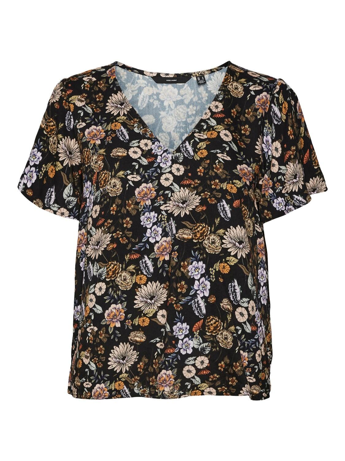 blåhval Aja sektor Sort Vero Moda t-shirt med blomster - 10273316 Pris: 89,98.