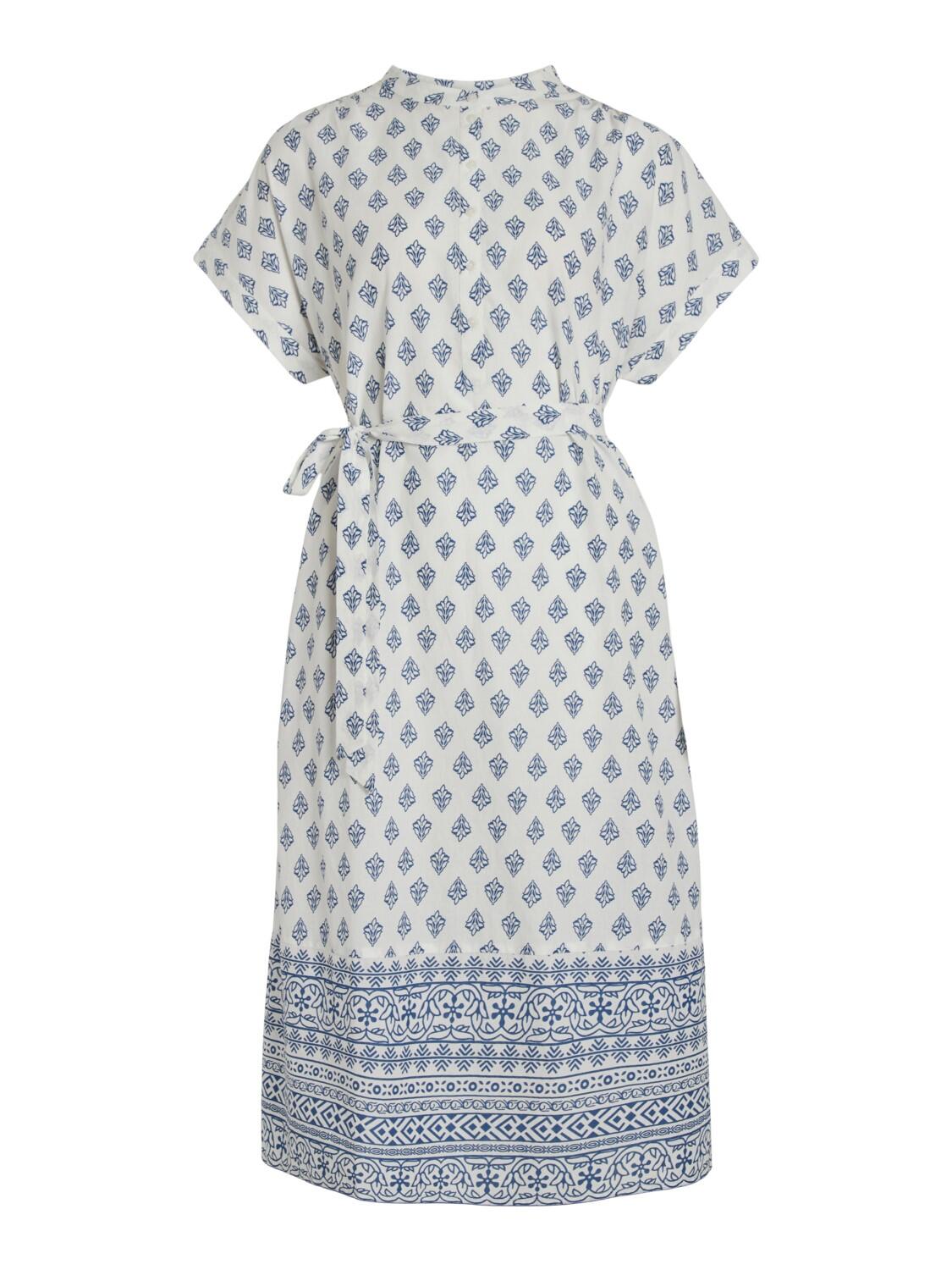 Hvid dancer Vila kjole med blåt print - 14085210 Pris: 189,98 DKK.