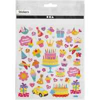 Stickers, fødselsdag, 15x16,5 cm, 1 ark