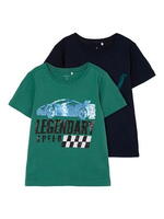 Grøn og blå 2-pack name it t-shirt med paliet motiv - 13207956
