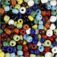 Multifarvet glasperler (rocaiperler), diam. 4mm, str. 6/0, hulstørrelse 0.9-1.2mm, 130g