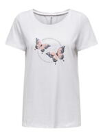 Hvid ONLY t-shirt med sommerfugle - 15278453