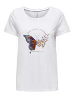 Hvid ONLY t-shirt med sommerfugle - 15278453