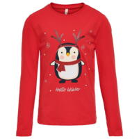 Rød KidsONLY langærmet t-shirt med jule pingvin - 15242164