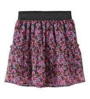 Navy name it nederdel med lyserøde blomstre og glimmer talje bånd - 13209398