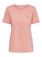Lyserød rosette ONLY kortærmet t-shirt med glimmer hjerte - 15244714