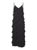 Sort - Black - Vero moda - kjole - med flæser - 10313978   100% Polyester - Recycled
