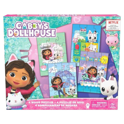 Gabby's Dollhouse Wood Puzzles 4 pack