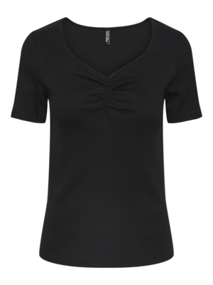 Sort - black - PIECES - rib tshirt - 17135430