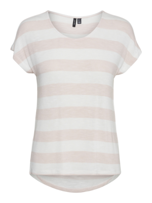 Lyserød - Sepia rose- Vero Moda - tshirt - striber - 10284474