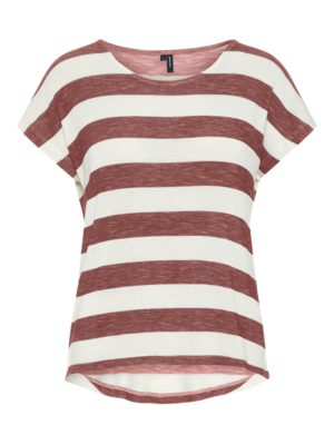 Rødbrun - Marsala- Vero Moda - tshirt - striber - 10284474