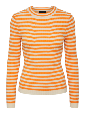 Orange/hvid - tangerine/Birch - PIECES - langærmet stribet bluse - 17115047
