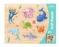 Puslespil 7 brikker - Sea Animals - med ramme